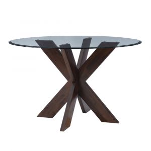 Powell Company - Adler X Base Dining Table With Glass Espresso - D1346D20DTE
