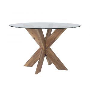 Powell Company - Adler X Base Dining Table With Glass Natural - D1346D20DTN