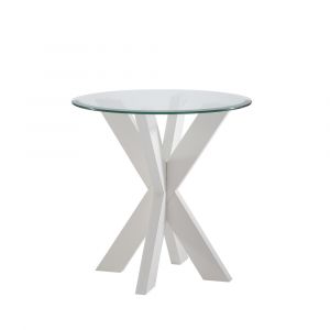 Powell Company - Adler X Base Side Table With Glass White - D1345A20ETW