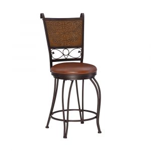 Powell Company - Bronze With Muted Copper Stamped Back Counter Stool - 222-918