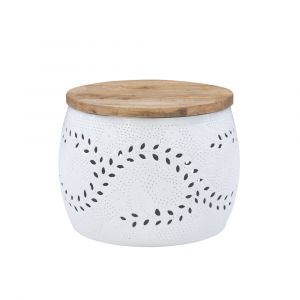 Powell Company - Kyomi Drum Table Small White - D1477A21WHTSM