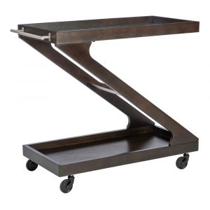 Powell Company - Marlon Wood Rolling Bar Cart, Umber - D1520LA23UMB