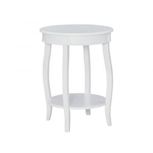 Powell Company - White Round Table With Shelf - 929-351