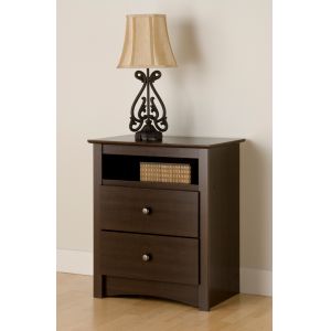 Prepac - Fremont 2 Drawer Tall Night Stand with Open Shelf - EDC-2428