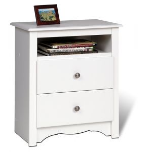 Prepac - Monterey White 2 - Drawer Tall Night Stand with Open Cubbie - WDC-2428