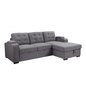 Primo International - Belmont 96 in. Tufted Grey Right Facing Sleeper Sectional with Storage - 58764