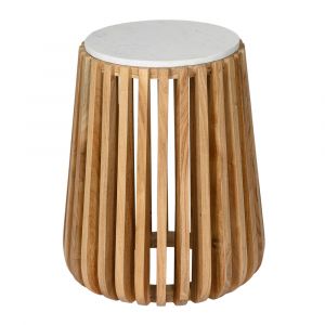 Primo International - Brixton White Marble Wood End Table - 57714