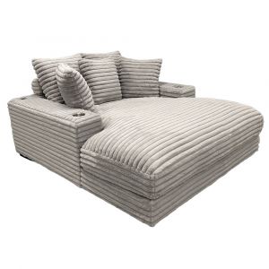 Primo International - Cocoon Grey Oversized Chaise Lounger with Cupholder and USBs - 65522