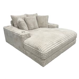 Primo International - Cocoon Taupe Oversized Cuddler Chaise with Cupholder and USBs - 65521