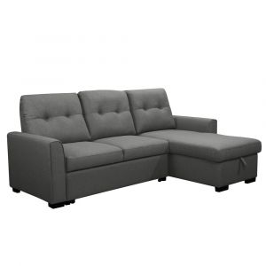 Primo International - Iriving 89 in. Dark Grey Right Facing L-Shaped Sleeper Sectional with Storage - 51188