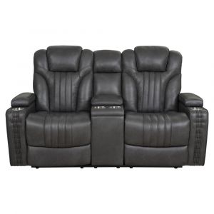 Pulaski - Contemporary Power Recliner Loveseat with Console in Steamboat Gunmetal - A794US-305-816