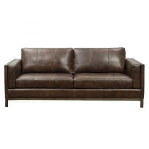 Pulaski - Drake Leather Sofa with Wooden Base in Brown - P906-680-1727