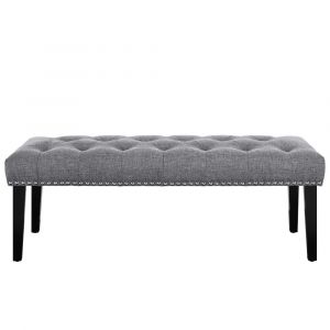 Pulaski - Grey Diamond Button Tufted Upholstered Bed Bench - DS-D107004-620A