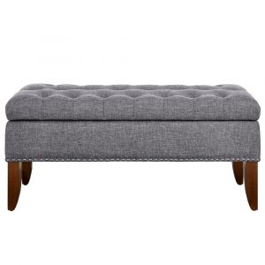 Pulaski - Hinged Top Button Tufted Storage Bed Bench in Ash Grey - DS-D107003-620