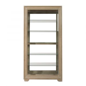 Pulaski - Light Wood Modern 5-Shelf Sliding Door Curio with LED Light - P021767