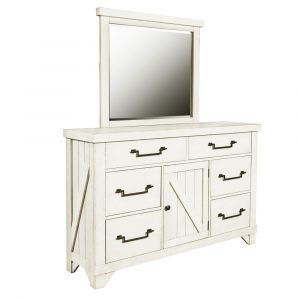 Pulaski - Maggie Valley Farmhouse 6 Drawer Dresser with Mirror - S806-BR-K7