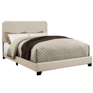 Pulaski - Mid-Century All-in-One King Bed with Channeled Headboard & Footboard in Dupree Linen_CLOSEOUT