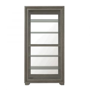 Pulaski - Modern Wood Framed 5-Shelf Sliding Door Curio with LED Light - P021765