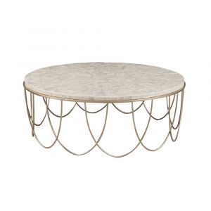 Pulaski - Round Stone Top Cocktail Table with Decorative Metal Base - P301743