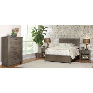 Pulaski - Ruff Hewn 4 PC Queen Panel Bed Set in Weathered Taupe - 156-S079-BR-K1