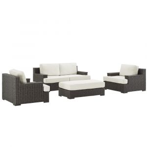 Pulaski - Wicker Base Wood Capped Arm Outdoor Set with Ottoman - D474-OUT-K1