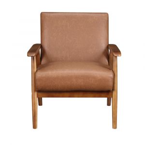 Pulaski - Wood Frame Faux Leather Accent Chair In Lummus Cognac - DS-D030003-460