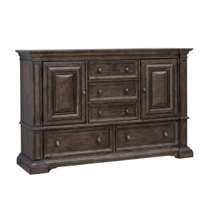 Pulaski - Woodbury 5-Drawer Dresser with Cabinets in Cowboy Boots Brown - P351100