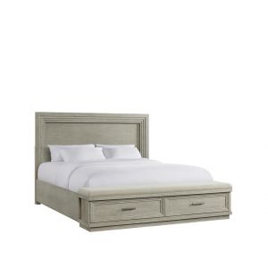 Riverside Furniture - Cascade King Illuminated Panel Storage Bed in Dovetail - 73479_73483_73486
