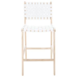 Safavieh - Adah Leather Counter Stool - White - Natural - BST1015B