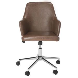 Safavieh - Cadence Swivel Office Chair - Brown - Chrome - OCH7500A
