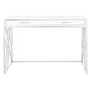 Safavieh - Elaine 1 Drawer Desk - White - Silver - DSK2201B
