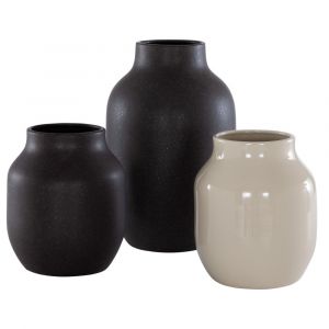 Safavieh - Raya Ceramic Vase - Charcoal - Beige - RDC4014A-SET3