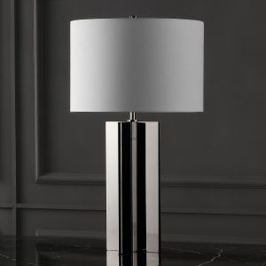 Safavieh - Couture - Rollins Square Metal Table Lamp - Nickel - White - CTL1026B