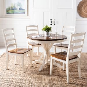 Safavieh - Shay 5 Piece Dining Set - White - Natural - DNS9205A