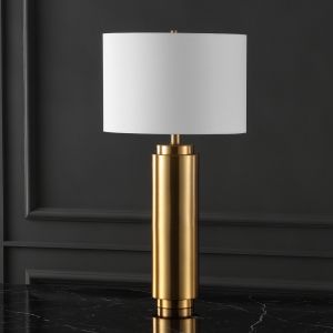 Safavieh - Couture - Terry Metal Pillar Table Lamp - Gold - White - CTL1025A
