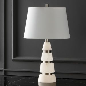 Safavieh - Couture - Zhang Alabaster Table Lamp - Nickel - White - CTL1037B