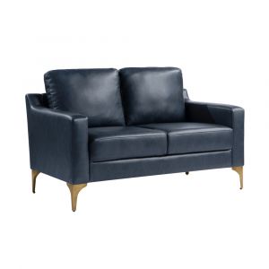 Serta by Lifestyle Solutions - Moreland Faux Leather Loveseat, Navy - 132A013NVY