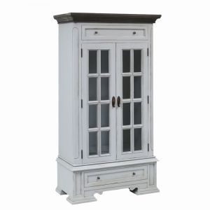 Stein World - Hartford 2-Door 2-Drawer Cabinet with 3 Inner Shelves in Light Grey with Dark Grey Top - 17119
