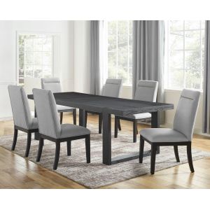 Steve Silver - Yves Black Dining Table With 6 Grey Chairs - YS500TSG7PC
