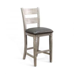 Sunny Designs - Alpine Grey -  Bar Ladderback Barstool, Cushion Seat - 1429AG-30