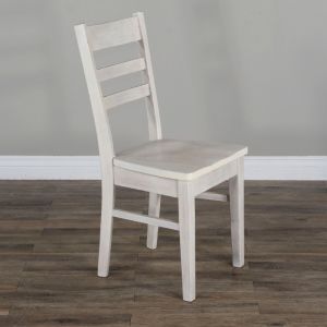 Sunny Designs - Bayside Ladderback Chair with Wood Seat in Off White - 1616MW