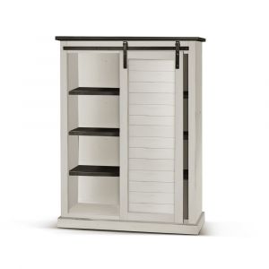 Sunny Designs - Carriage House Barn Door Bookcase in White & Dark Brown - 2817EC