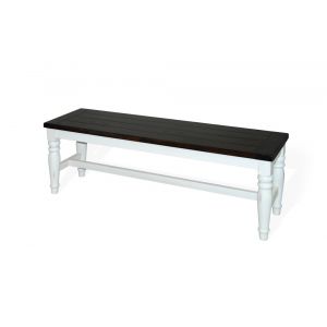 Sunny Designs - Carriage House Bench with Mindi Veneer Seat in White & Dark Brown - 1642EC