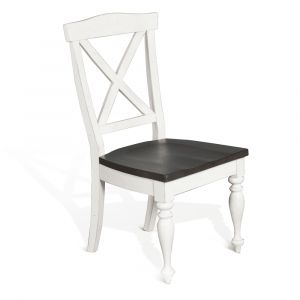 Sunny Designs - Carriage House Crossback Chair in White & Dark Brown - 1666EC