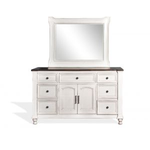 Sunny Designs - Carriage House Dresser & Mirror Set in White-Dark Brown - 2308EC-D_M