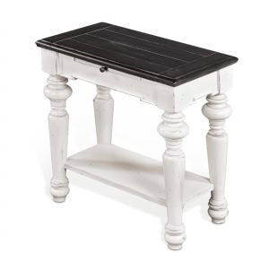 Sunny Designs - European Cottage Chair Side Table in White & Dark Brown - 3273EC-CS