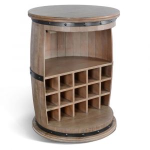 Sunny Designs -  Half Barrel Wine Bar with Metal Accents - 2096DR