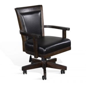 Sunny Designs - Homestead Game Chair with Casters and Back & Cushion Seat in Dark Brown - 1444TL2