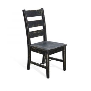 Sunny Designs - Marina -  Black Sand Ladderback Chair with Turnbuckle, Wood Seat - 1508BS-T