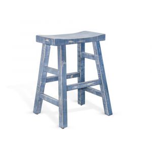 Sunny Designs - Marina -  Ocean Blue Counter Saddle Seat Stool, Wood Seat - 1768OB-24